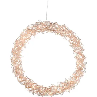 LED Metall Hänge Kranz 30cm - rosé gold - Deko Kranz zum Hängen beleuchtet - Weihnachts Tür Dekoration mit Timer Batterie betrieben