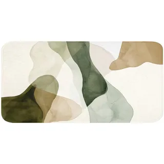 OnlyWow Badematte Japandi - Abstrakt - Grün Badezimmerteppich 120x60 cm , Textil , Füllung: Polyurethan (Pur) , Rechteckig , 120x60 cm , Heimtextilien, Badtextilien, Badematten