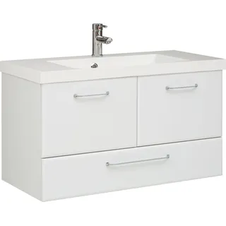 Saphir »Quickset Mineralmarmor-Waschtisch mit Unterschrank, 99 cm breit« Wachplatz, Griffe Chrom glanz, inkl. Türdämpfer, 2 Türen, 1 Schublade,