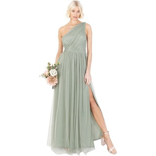 Anaya with Love Damen Womens Ladies Maxi One Cold Shoulder Dress with Slit Split Sleeveless Prom Wedding Guest Bridesmaid Ball Evening Gown Kleid, Forest Green, 54