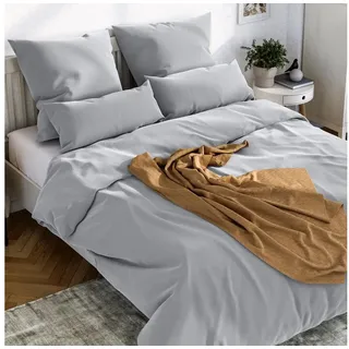 Wolkenfeld Bettwäsche »Mako-Satin Baumwollsatin Sommerbettwäsche« 3 Stk., tlg. 135x200 cm, 155x220, 200x200 & Übergrößen I inkl. Kissenbezüge 80x80