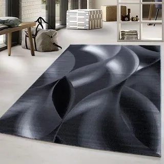 Ayyildiz Teppiche Teppich "Plus 8008" rechteckig 6 mm Höhe Läufer, gemusterter Flachflor, robust, Webteppich, alle Räume, grau, schwarz