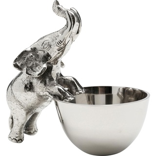 Kare Design Deko Schale Happy Elephant, Silber, Elefant, Obstschale, Dekoschale, Aluminium, 20x20x13 cm (H/B/T)