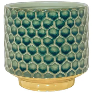 Nordring Retro Übertopf Vintage Pflanztopf für Zimmerplanzen, Sukkulenten Blumentopf Goldy S (10 cm ø), tannengrün, Keramik