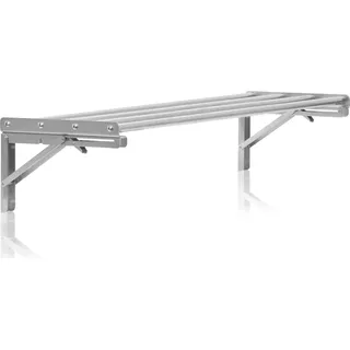 Mahlzeit Edelstahl Wandregal Stangendesign, 120 x 30 cm, Küchenregal, Klappbar, Silber, Wandmontage - Silber