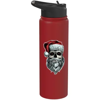 Gruseliger Weihnachtsmann Totenkopf Weihnachtsmann Totenkopf mit Bart Stainless Steel Insulated Water Bottle