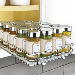 LYNK PROFESSIONAL® Gewürzregal-Organizer zum Herausziehen für Schrank, 21,6 cm Breite, ausziehbares Regal, ausziehbares Gewürzregal, Chrom