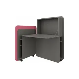 fm FLATup  Sekretär basalt/rose rechteckig, schwarz 107,0 x 41,5 - 91,0 cm