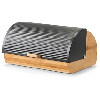Zeller Brotkasten Bambus/Metall Schwarz