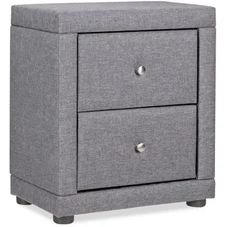 Homestyle4u Nachttisch grau , Textil , 47x54x29 cm , Schlafzimmer, Nachtkästchen