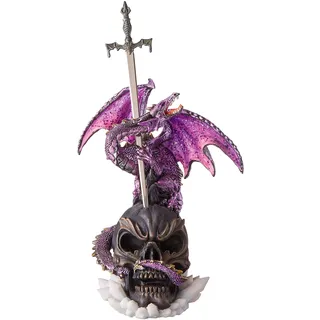 Design Toscano QS292685 Grausamer Säbel Gothik Drachen-Statue, Resin, bunt, 15 x 12.5 x 30.5 cm