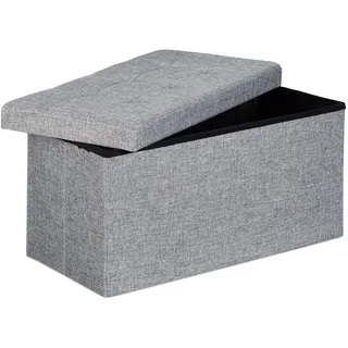 Relaxdays Sitzwürfel Leinen 38 x 38 x 76 cm Grau