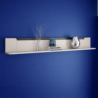 Forte VODOL Wandregal 200, modernes Wandregal mit Ablage, Holzwerkstoff, Kaschmir|Beige, 200 cm breit x 25,6 cm hoch x 21,9 cm tief