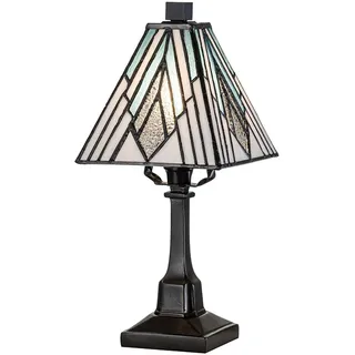 Tischlampe Tischleuchte klein h: 32 cm B: 14 cm Tiffany Stil E27 Buntglas Metall