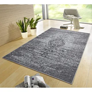 HANSE HOME "Meridional", grau (grau, schwarz), B:120cm H:9mm L:170cm, Polypropylen (PP), Teppiche, Teppich, Orientalisch, Orient, Kurzflor, Wohnzimmer, Schlafzimmer, Vintage