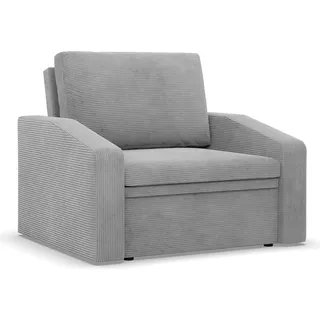 Sessel mit Schlaffunktion, Loungesessel für das Wohnzimmer, Orbit 80cm, Cord Grau - Grau