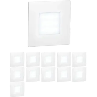 ledscom.de 12 Stück LED Treppenlicht/Wandeinbauleuchte FEX für innen und außen, eckig, 85 x 85mm, kaltweiß