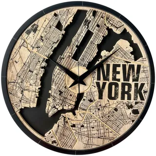 Wanduhr , Schwarz, Eichefarben , Holz, Metall, Kunststoff , Fsc, Made in Eu , Dekoration, Uhren, Wanduhren