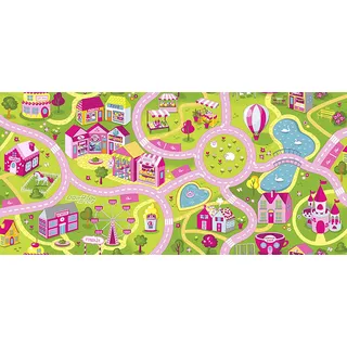 Kinderteppichboden Straßenteppich Spielteppich Kinderzimmer Mädchen 500 x 400 cm pink. Weitere Farben und Größen verfügbar
