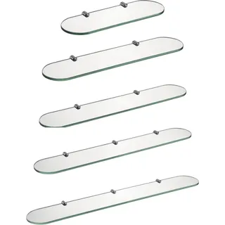 Glasregal für die Wand - 8 mm Gehärtetes Klarglas - 1 Stück - 60 x 12 cm - Chrom Glasclip
