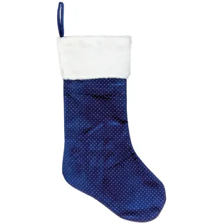 Weihnachtsstrumpf Velour mit Gold Punkte - Mitternachtsblau