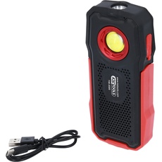 Bild Mobile Werkstatt-Handlampe 500 Lumen, mit Bluetooth Lautsprecher, knickbar | Rot, Schwarz