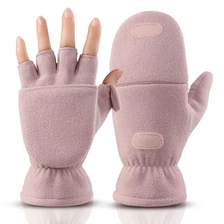 OZERO Fingerlose Thermo Handschuhe mit Kappe, Damen Herren Daumenkappe