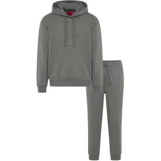Jogginganzug HUGO "DapoDayote", Herren, Gr. L, dunkelgrau025, Sweatware, Obermaterial: 100% Baumwolle, unifarben, relaxed fit, Sportanzüge Jogginganzug, Zweiteiliger Trainingsanzug Relaxed Fit, Kapuze mit Kordelzug