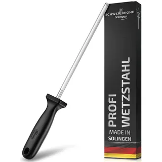 SCHWERTKRONE® Wetzstahl für Messer [MADE IN SOLINGEN - GERMANY] - Messerschärfer Stab - Wetzstab Messerstahl - Messerschärfer Knife Sharpener - Höchste Qualtiät für Profis (Chrom Vanadium) - 34cm