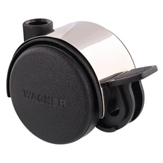 WAGNER Design Möbelrolle/Lenkrolle/Doppelrolle - hart- Durchmesser Ø 40 mm, Bauhöhe 45 mm, schwarz/chrom, Feststeller, Tragkraft 35 kg - 01152601