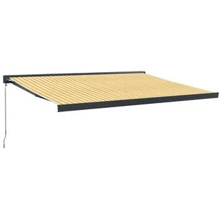 vidaXL Markise Einziehbar Gelb und Weiß 4x3 m Stoff und Aluminium - Gelb, Weiß