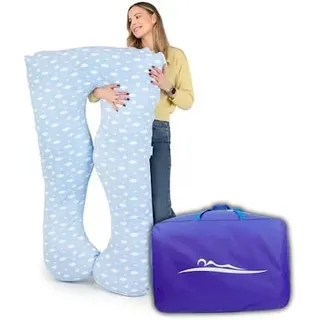 MAKOSAS KomfortKissen ORIGINAL - Premium Orthopädisches Kuschelkissen | Körperkissen | Seitenschläferkissen - Für besseren Schlaf und gegen Rückbeschwerden, 100 x 150 cm (Wolken - Baumwolle)