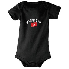 Supportershop Tunisie Babybody Unisex Kinder, Schwarz, FR: S (Größe Hersteller: 3-6 Monate)