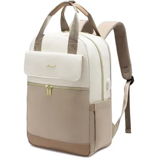 Rucksack Damen 15,6 Zoll Laptop Schulrucksack Wasserdicht Beige - Beige