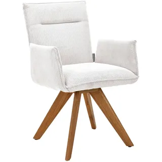 Johann Jakob Armlehnstuhl , Creme , Holz, Textil , Wildeiche , massiv , Stativgestell , 59x87x62 cm , Stoffauswahl, Gestellauswahl , Holzmöbel, Sitzgelegenheiten Holz, Holzstühle