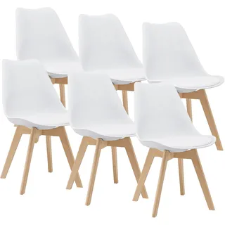 [en.casa] Esszimmerstuhl Fläten Kunstleder weiß 6er Set