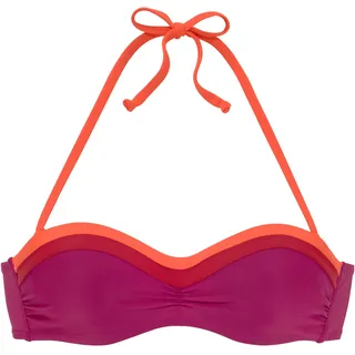 s.Oliver Bügel-Bandeau-Bikini-Top "Yella" mit kontrastfarbenen Details, berry, orange