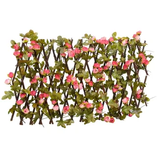 vidaXL Rankgitter mit Künstlichem Efeu Erweiterbar Dunkelrosa 180x20cm