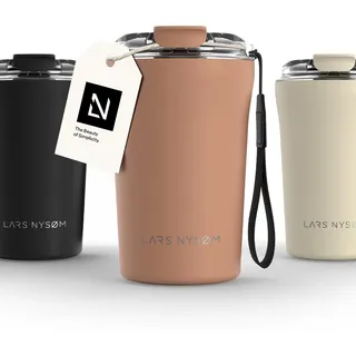 LARS NYSØM Thermo Kaffeebecher to go mit Trageschlaufe & Tritan Deckel | Travel Mug 0,38 Liter mit Isolierung | Auslaufsicherer Edelstahl Thermobecher für Café & Tee (Blush Rose, 380ml)