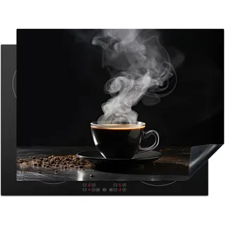 KitchenYeah© Herdabdeckplatte Einteilig Glaskeramikkochfeld Abdeckplatte Küche Deko | 71x52 cm - Glaskeramikkochfeldabdeckung Herdabdeckung Induktionsmatte Kaffee - Schwarz - Kaffeebohnen - Stillleben
