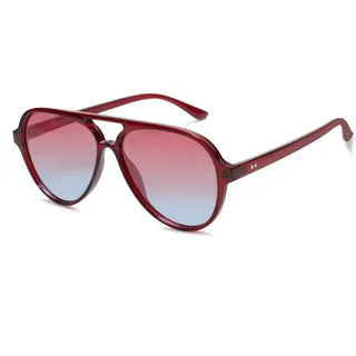 SOJOS Polarisiert Sonnenbrille Damen Herren Retro Oval Brille 70er Vintage Groß Sonnenbrille SJ2201 mit UV400 Schutz, Rot Rahmen/Rot Blau Verschlechtert Linse