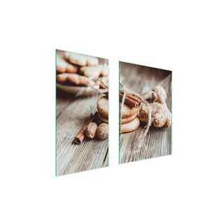 Herdabdeckplatten 2 teilig 75x52 Glaskeramikkochfeld Abdeckung Glas Schneidebrett Kuchen Holz