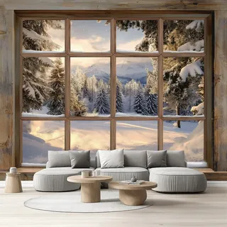 Tyafsgvqo Tapete Schlafzimmer 3D Effekt Wald, Selbstklebende Tapete Vintage | Bauernhaus Vliestapete Fototapete Winter Natur Landschaft Küchentapete Wandtapete Wohnzimmer Kinderzimmer 150x105 cm