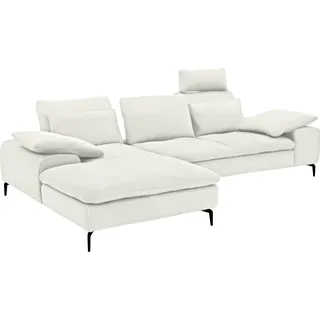 W.SCHILLIG Ecksofa »valentinoo, Designsofa, bequem, elegant und zeitlos, L-Form« inklusive Hocker, mit Sitztiefenverstellung, Breite 299 cm, weiß