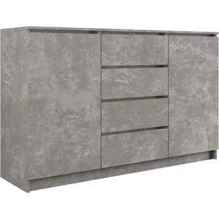 Kommode mit 4 Schubladen 2 Schränke 120cm Klamotenschrank Sideboard Anrichte hol