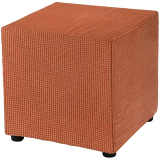 QUARKZMAN Schonbezug Hockerbezug, 33 * 33 * 38cm Hohe Elastizität Hocker Bezugfür Fußhocker, Stretch Bezug Waschbar Abdeckung Überzug Hocker Protector - Orange