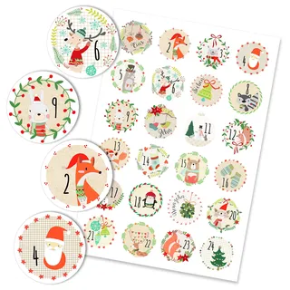 Papierdrachen 24 Adventskalender Zahlen Sticker - Bilder verspielt Nr 22 - Aufkleber 4 cm - zum Basteln und Dekorieren