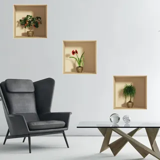 3D-Wandaufkleber, selbstklebend, 3D-Effekt, Mandarinier, Blume und Pflanze – Wandaufkleber für Schlafzimmer und Erwachsene, 3D-Wohnzimmer, Wandaufkleber, Trompe-Auge, 40 x 120 cm