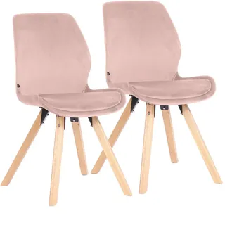 CLP Stuhl 2er Set Samt pink , Pink , Textil , 49x87x58 cm , Esszimmer, Stühle