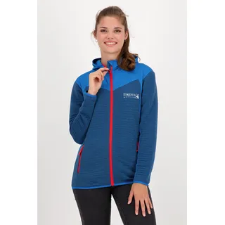 DEPROC activ Deproc Active Damen Strickfleecejacke mit leichter Kapuze Übergangsjacke Windbreaker ELM WOMEN, 54578, Blau, 38